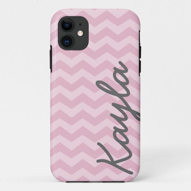 Personalized Pink Girly Chevron Pattern Case-Mate iPhone Case (Back)