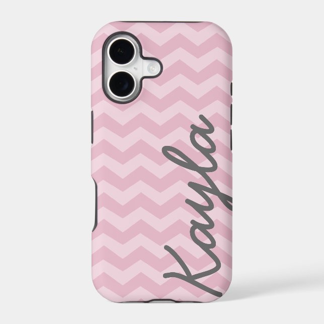 Personalized Pink Girly Chevron Pattern Iphone Case (Back)