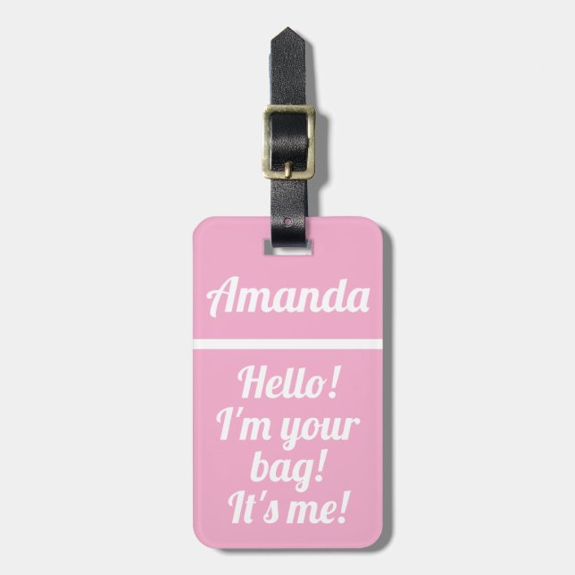 Personalized Pink Girly Funny Luggage Tag (Front Vertical)