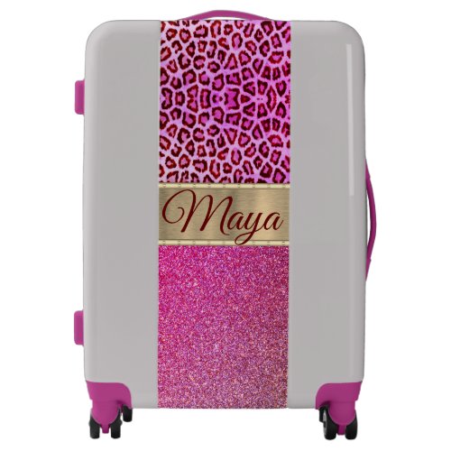 Personalized Pink Glam Leopard Luggage