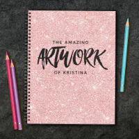 Elegant Sketchbook Your Name Script Pink Notebook