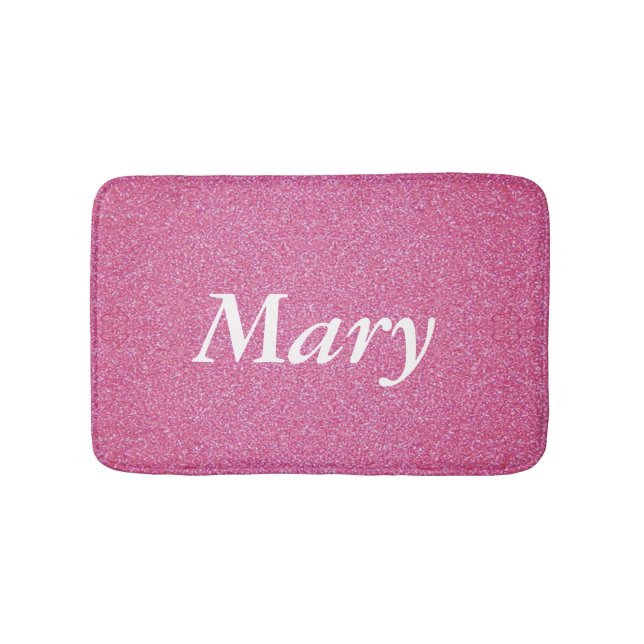 Personalized Pink Glitter Bath Mat (Front)