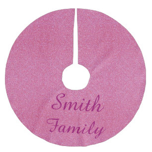 Personalized Pink Glitter Christmas Tree Skirt