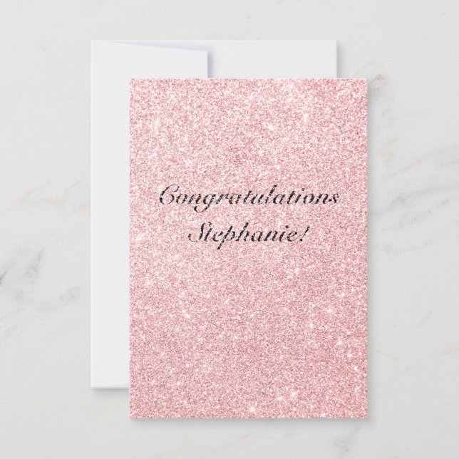 Personalized Pink Glitter  Congratulations Card (Front)