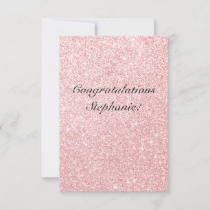 Personalized Pink Glitter Congratulations Card
