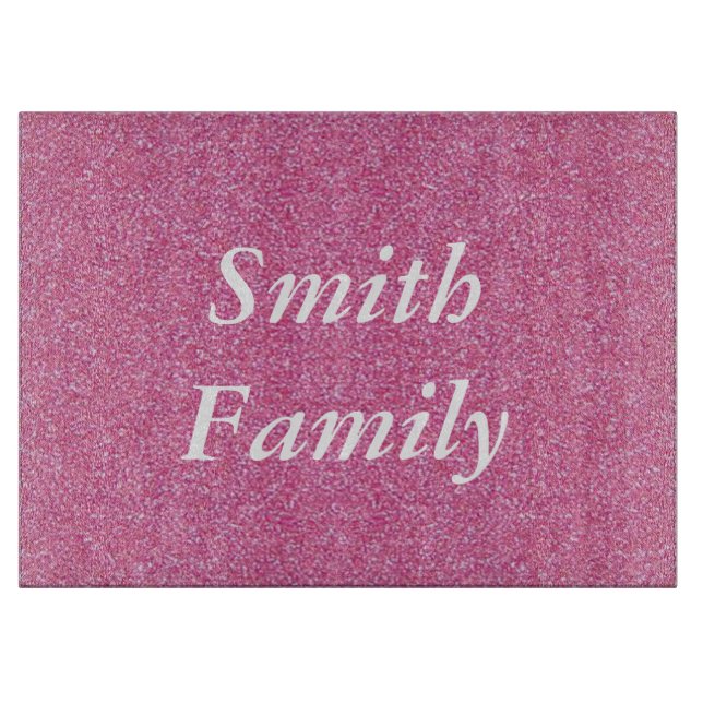 Personalized Pink Glitter Cutting Board (Front)