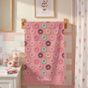Personalized Pink Glitter Donut Bath Towel