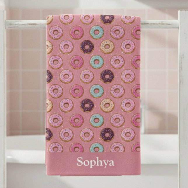 Personalized Pink Glitter Donut Beach Towel (Creator Uploaded)