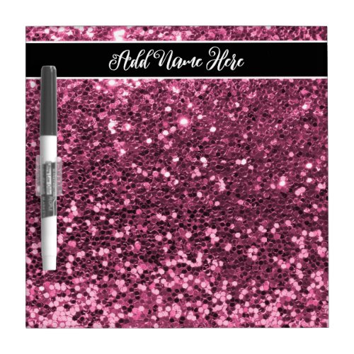Personalized Pink Glitter Dry Erase Board