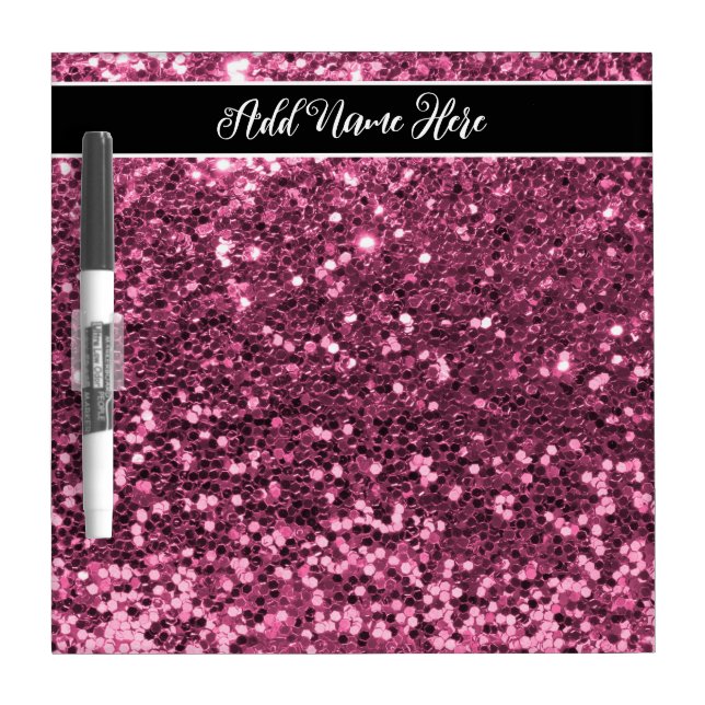 Personalized Pink Glitter Dry Erase Board (Front)