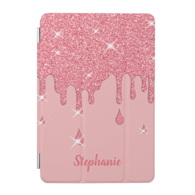 Personalized Pink Glitter Effect & Sparkles iPad Mini Cover (Front)