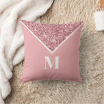 Personalized Pink Glitter Monogram Initial Throw Pillow
