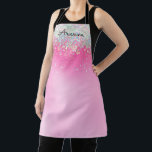 Personalized Pink Glitter Name Kitchen Apron<br><div class="desc">Pretty pink gradients and shiny iridescent glitter make this apron a special gift for you or someone you love. Personalize with your name.</div>