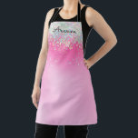 Personalized Pink Glitter Name Kitchen Apron<br><div class="desc">Pretty pink gradients and shiny iridescent glitter make this apron a special gift for you or someone you love. Personalize with your name.</div>