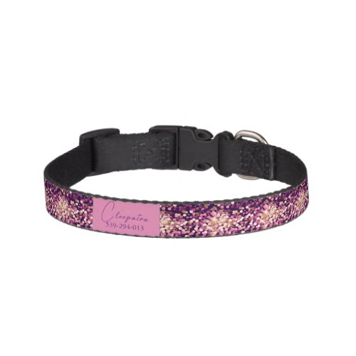 Personalized Pink Glitter Pet Collar