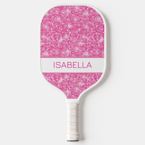 Personalized Pink Glitter Pickleball Paddle