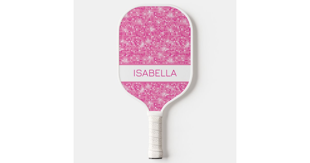 Personalized Pink Glitter Pickleball Paddle | Zazzle