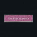 Personalized Pink Glitter & Silver Girl Boss Funny Desk Name Plate<br><div class="desc">Personalized Pink Glitter and Silver 'Girl Boss' Funny Desk Name Plate.  Pick a pun for your colleague,  business meeting,  white elephant gift,  holiday party and more.  Perfect for an office holiday party or gift.</div>