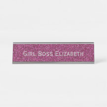 Personalized Pink Glitter & Silver Girl Boss Funny