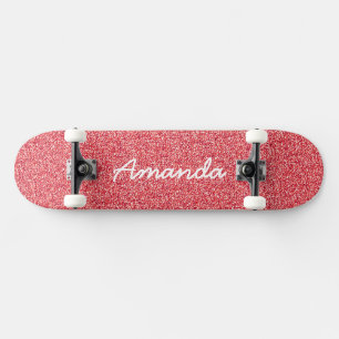 Personalized Pink Glitter skateboard