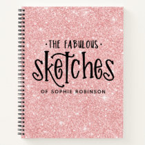 Holographic Hot Pink Glitter Drips Sketchbook Notebook