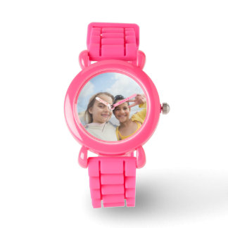 Personalized Pink Glitter Watch: Custom BFF Photo Watch