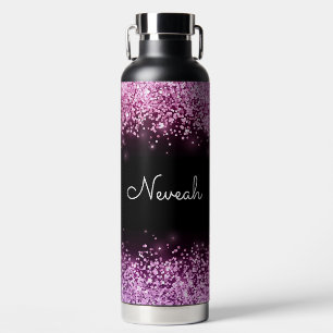 Personalized Pink Glitter Water Bottle