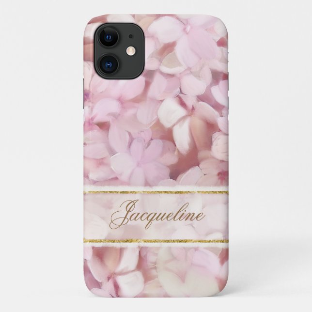 Personalized Pink Gold Elegant Painted Floral Case-Mate iPhone Case (Back)