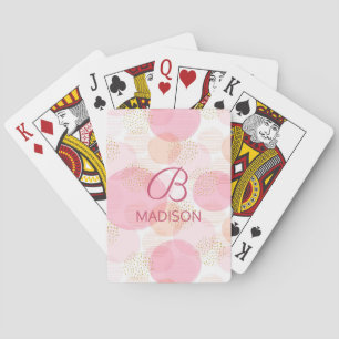 Personalized Pink Gold Monogram Name Poker Cards