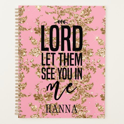Personalized Pink Gold Motivational Planner