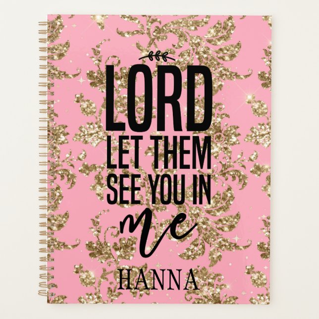 Personalized Pink Gold Motivational Planner (Front)