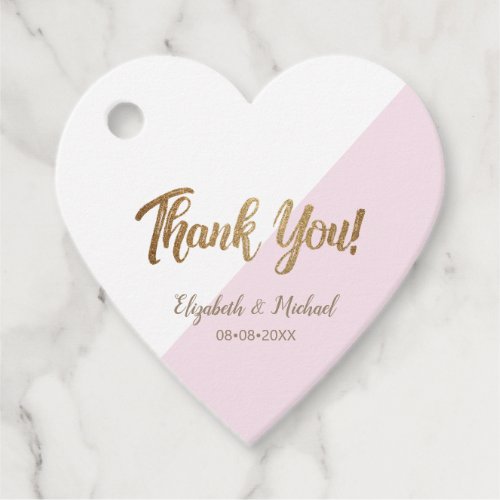 Personalized Pink Gold thank you script wedding Favor Tags