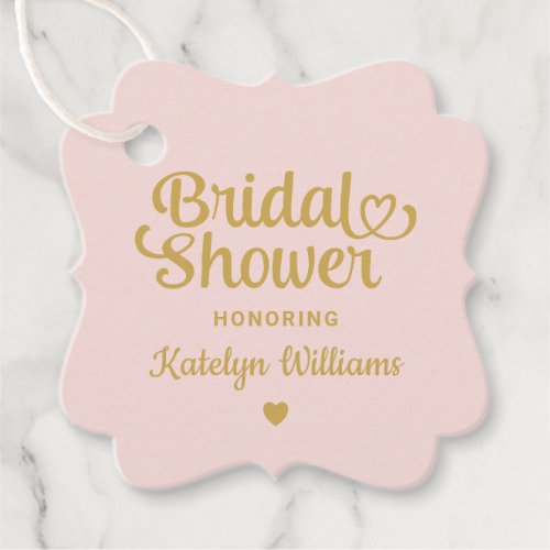 Personalized Pink Gold Wedding Bridal Shower Favor Tags