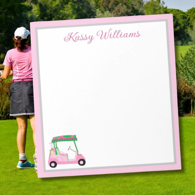 Personalized Pink Golf Cart Name  Notepad (Creator Uploaded)