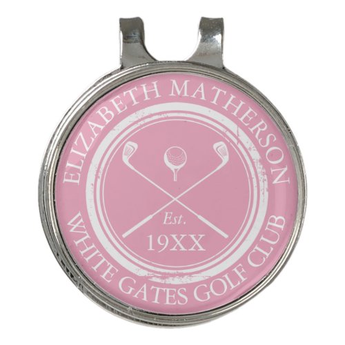 Personalized Pink Golf Club Name Golf Hat Clip