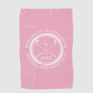 Personalized Pink Golf Club Name Golf Towel