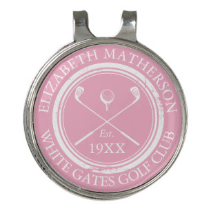 Personalized Pink Golf Club Name Hat Clip
