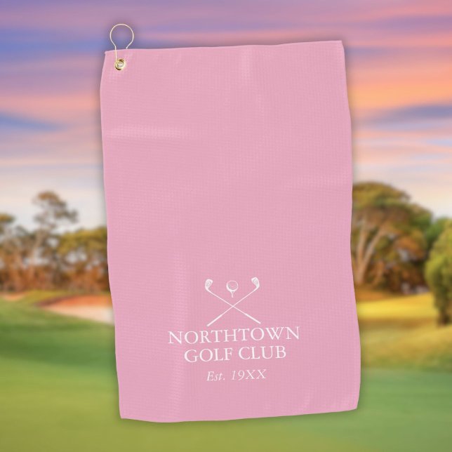 Personalized Pink Golf Club Name Towel (Personalized Pink Golf Club Name Golf Towel)