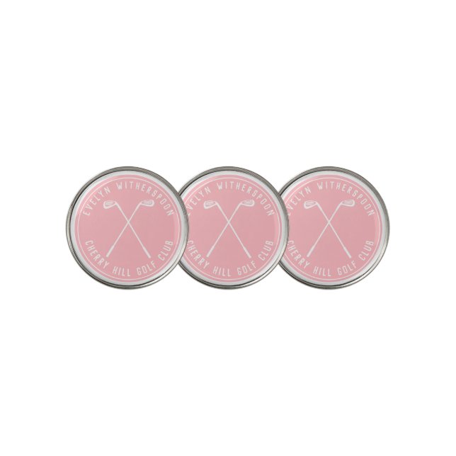 Personalized pink golf clubs Keychain Golf Ball Marker (3 Up)