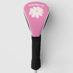 Personalized pink golf driver cover with flower
