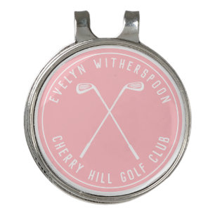 Personalized pink golf golf hat clip