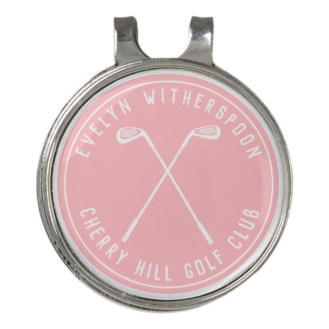 Personalized pink golf  golf hat clip (Front)