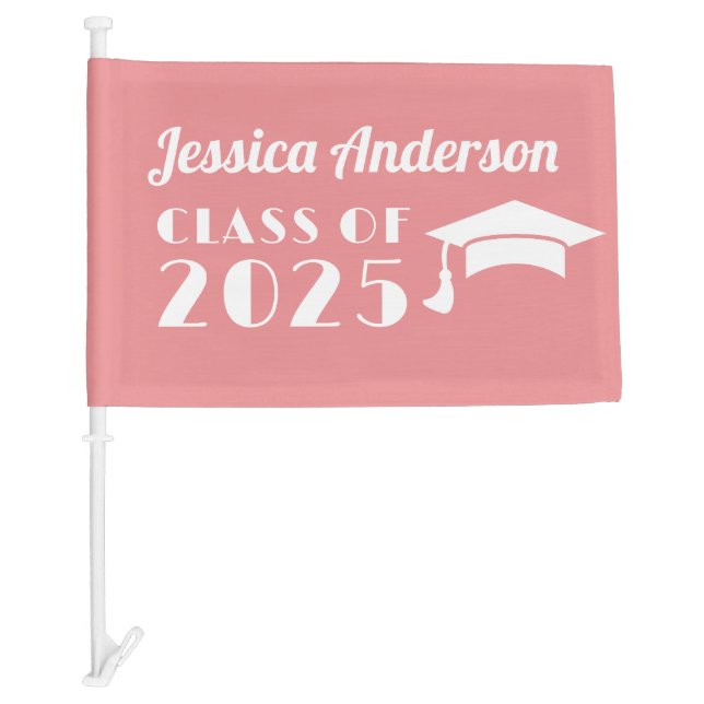 Personalized Pink Graduation  Car Flag (Front)
