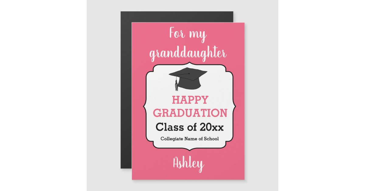 Personalized Pink Graduation Magnetic Card | Zazzle