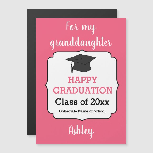 Personalized Pink Graduation Magnetic Card (Front/Back)