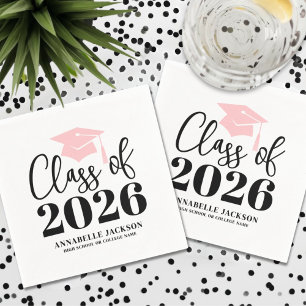 Personalized Pink Graduation Napkins