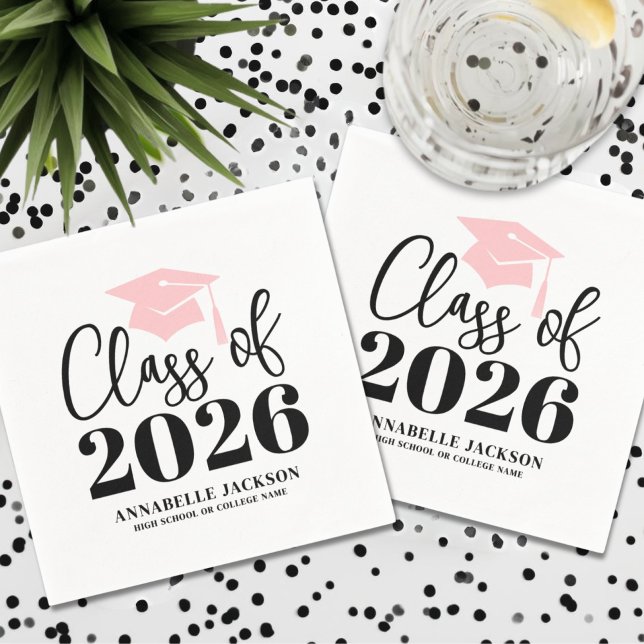 Personalized Pink Graduation Napkins (Personalized Pink Graduation Napkins)