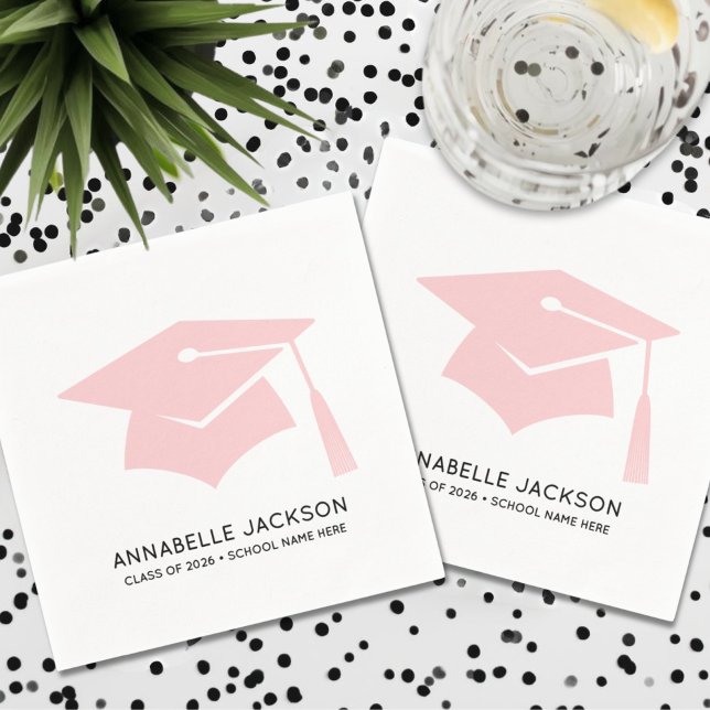 Personalized Pink Graduation Napkins (Personalized Pink Graduation Napkins)