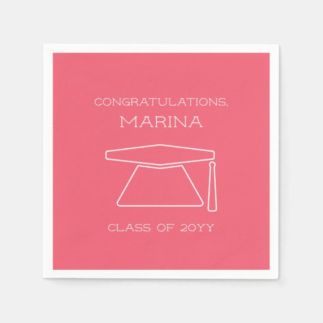 Personalized Pink Graduation Party  Napkins (Front)