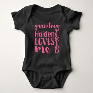 Personalized Pink Grandma Loves ME Period Baby Bodysuit